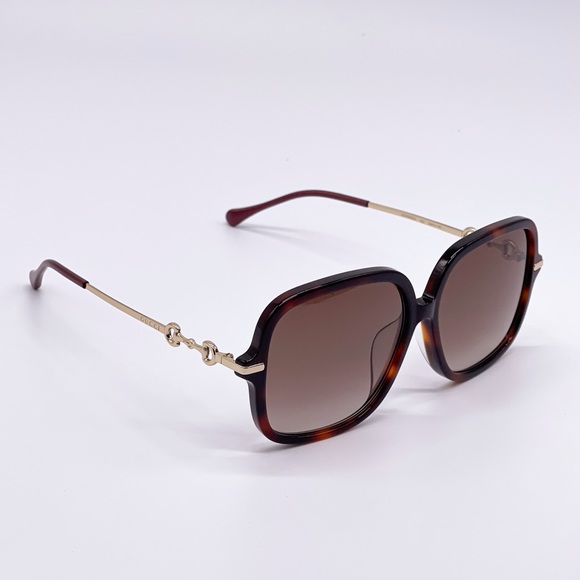 NEW GUCCI GG0884SA 002 HAVANA BROWN SQUARE GUCCI SUNGLASSES - Picture 9 of 14